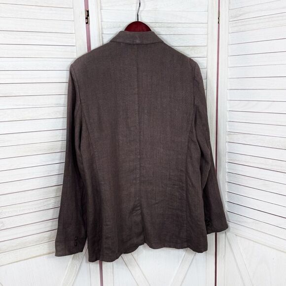 The Limited Brown Linen Boyfriend Blazer Jacket Taupe Size 9 Baggy Oversized - Picture 9 of 12